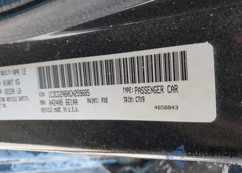 2012 Dodge Avenger Se z USA, uszkodzony, nr VIN 1C3CDZAB0CN259685